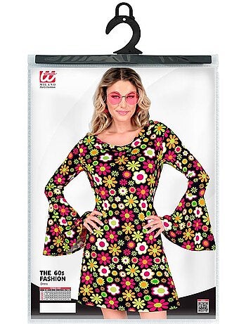 Costume hippie années 60 à fleurs sombres