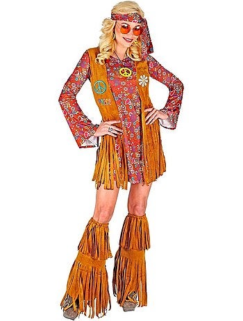 Costume hippie avec couvre-bottes et franges
