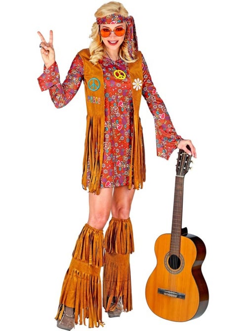 Costume hippie avec couvre-bottes et franges - Kiabi
