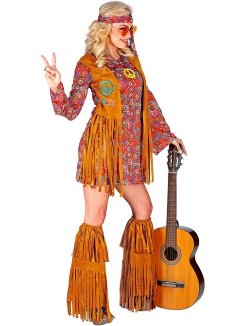 Costume hippie avec couvre-bottes et franges - Kiabi