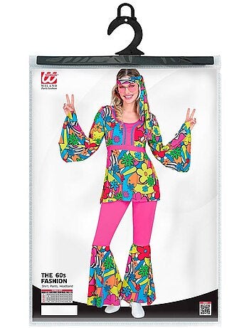 Costume hippie des années 60 avec fleurs de dessin animé