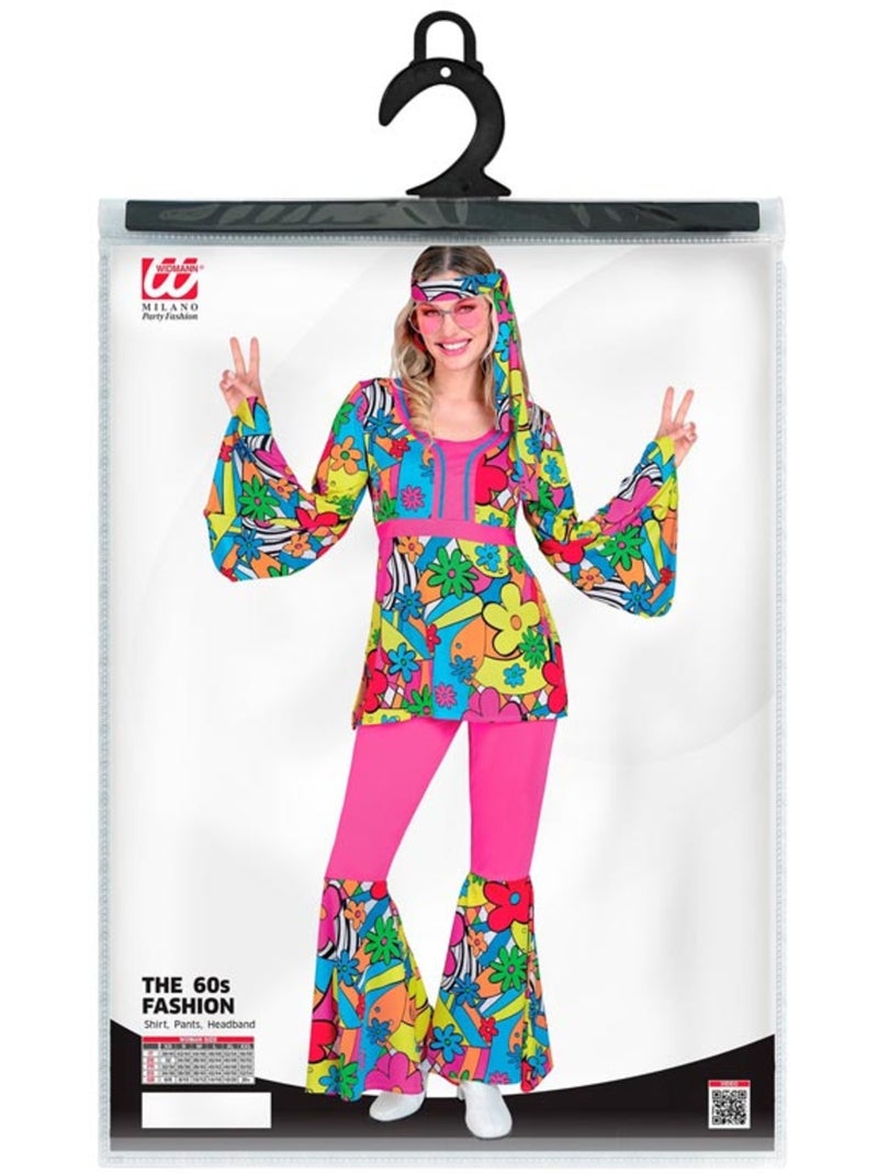 Costume hippie des années 60 avec fleurs de dessin animé Multicolore - Kiabi