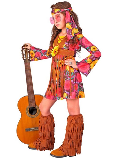 Costume hippie fleuri à franges - Kiabi