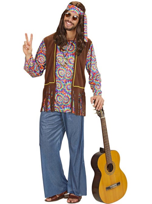 Costume hippie psychédélique avec gilet - Kiabi