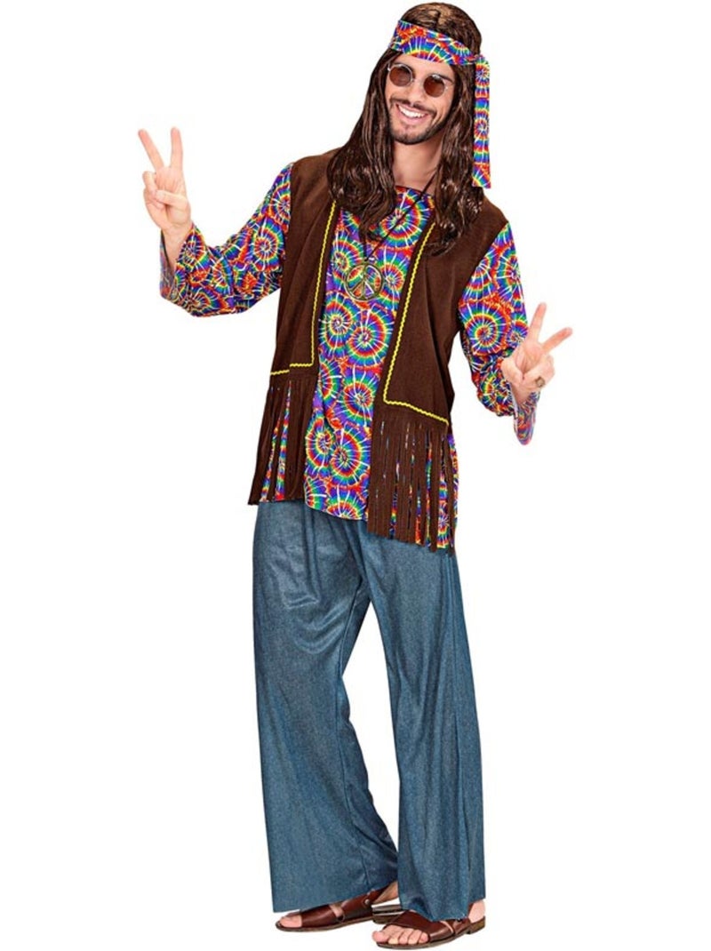 Costume hippie psychédélique avec gilet Multicolore - Kiabi