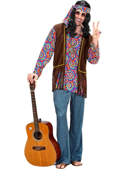 Costume hippie psychédélique avec gilet - Kiabi