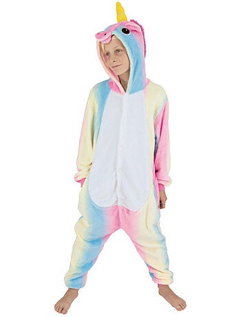 Costume kigurumi licorne arc en ciel 7-9 ans