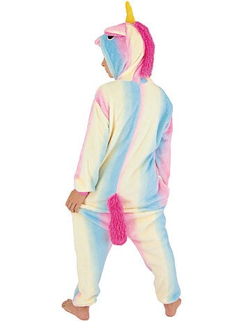 Costume kigurumi licorne arc en ciel 7-9 ans