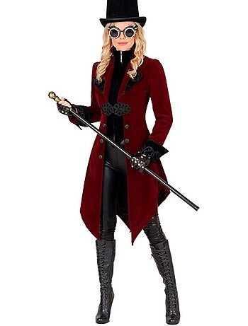 Costume ou manteau gothique en velours bordeaux