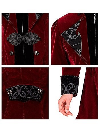 Costume ou manteau gothique en velours bordeaux