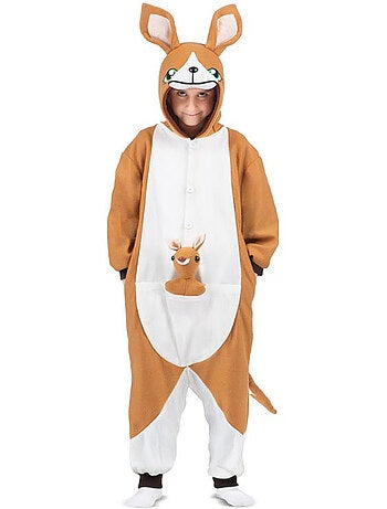 Costume ou pyjama kangourou avec capuche et peluche