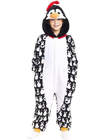 Costume ou pyjama pingouin de Noël avec capuche