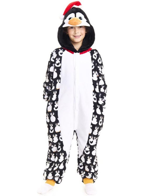 Costume ou pyjama pingouin de Noël avec capuche - Kiabi