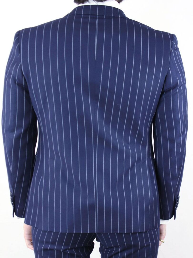 Costume Hiver Renoma - Bleu Marine Rayé - Veste Taille 50 Et Pantalon Taille 42 - Laine - État Excellent