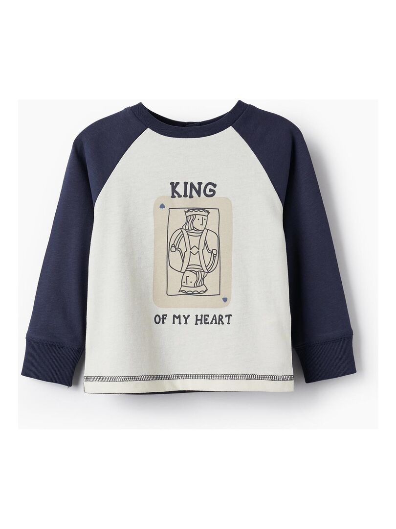 Cotton T-Shirt for Baby Boys 'King of My Heart' manches longues  ACE CLUBS Bleu foncé - Kiabi