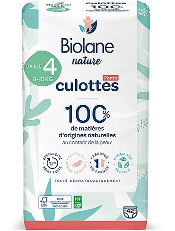 Couches-culottes écologiques taille 4 (8 à 15 kg) – 42 couches biolane