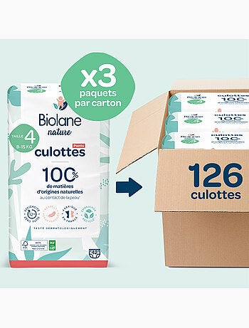 Couches-culottes écologiques taille 4 (8 à 15 kg) – 42 couches biolane