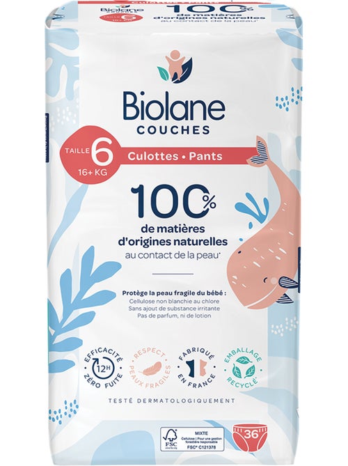 Couches culottes écologiques taille 6 16+kg - 36 couches - Kiabi Couches culottes écologiques taille 6 16+kg - 36 couches - Kiabi