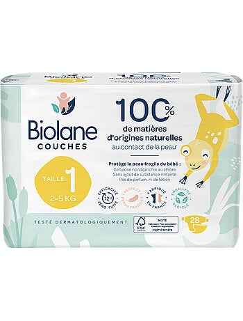 Couches écologiques taille 1 de 2 à 5kg - 28 couches biolane
