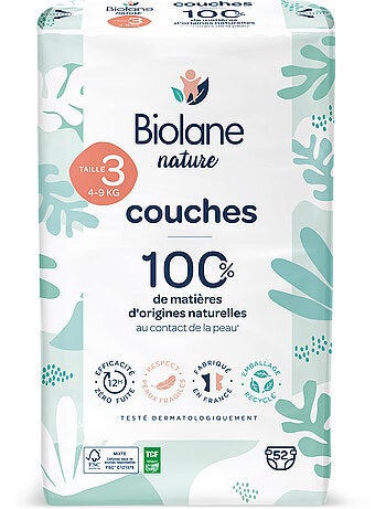 Couches écologiques taille 3 (4 à 9 kg) – 52 couches biolane