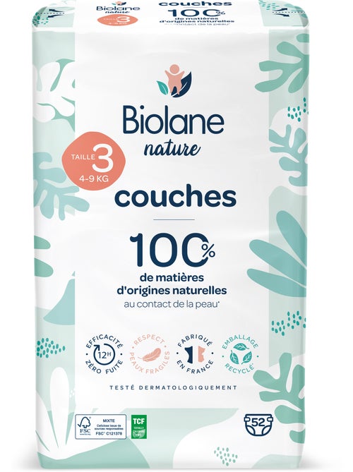 Couches écologiques taille 3 (4 à 9 kg) – 52 couches biolane - Kiabi