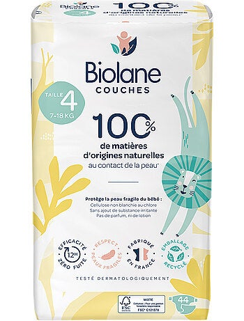 Couches écologiques taille 4 de 7 à 18kg - 44 couches biolane