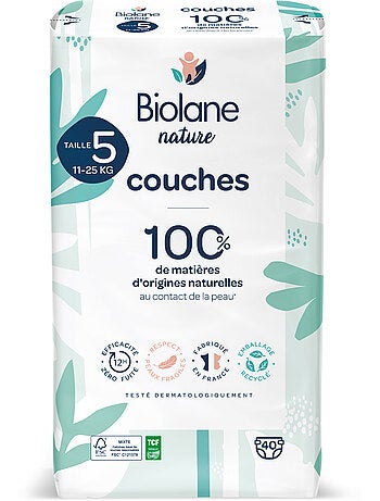 Couches écologiques Taille 5 (11 à 25 kg) - 40 couches