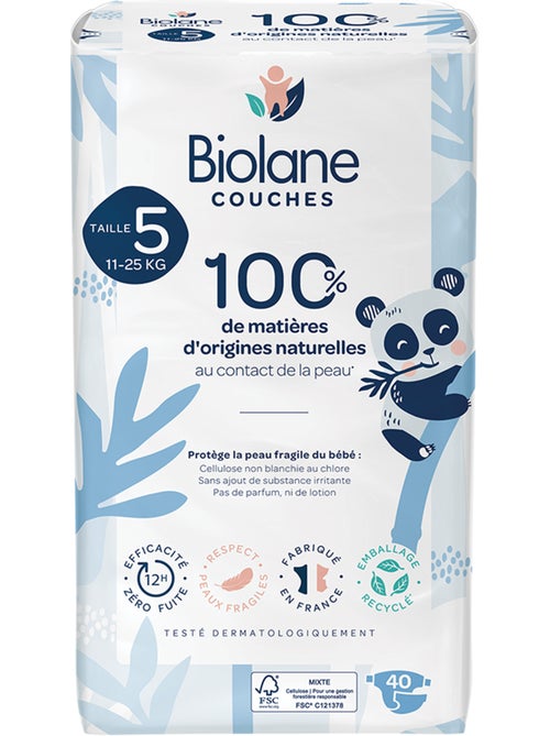 Couches écologiques taille 5 de 11 à 25kg - 40 couches - Kiabi