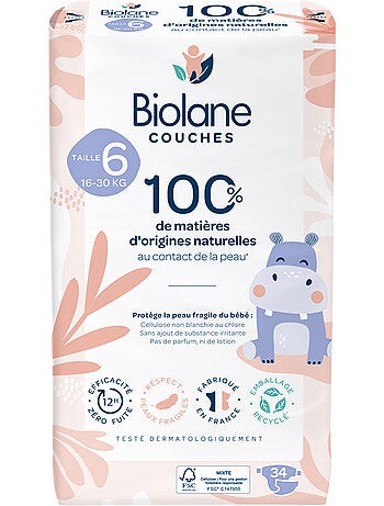 Couches écologiques taille 6 de 16+kg - 34 couches biolane
