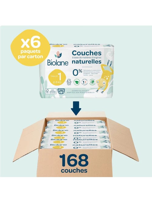 Couches taille 1 (6 paquets - 168 couches) - Kiabi Couches taille 1 (6 paquets - 168 couches) - Kiabi