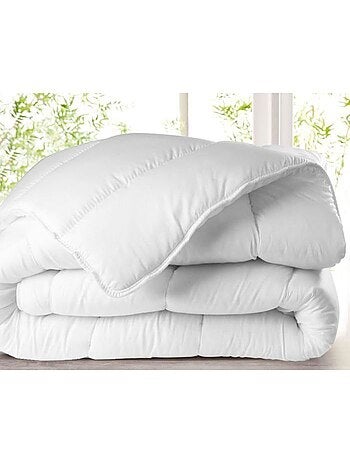 Couette - blanc - 220 x 240 cm - tempérée - 300g/m² - polyester siliconé