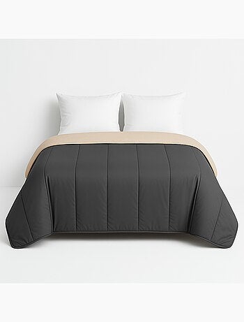 Couette bicolore Gris / Lin - 2 personnes 220 x 240