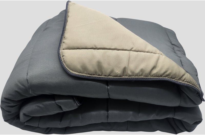Couette bicolore Gris / Lin - 2 personnes 220 x 240 Gris - Kiabi