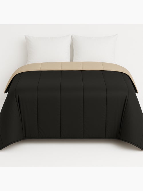 Couette chaude bicolore Noir / Taupe - 2 personnes 220 x 240 - Kiabi