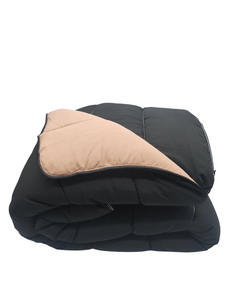 Couette chaude bicolore Noir / Taupe - 2 personnes 220 x 240 Beige/Noir - Kiabi