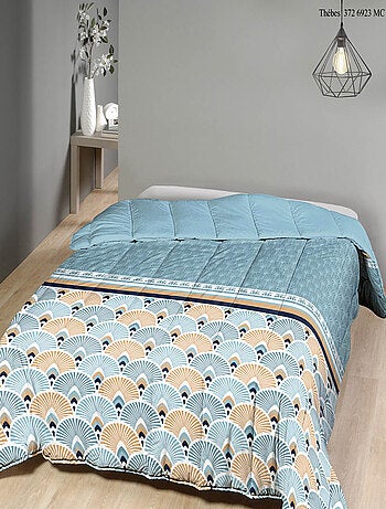 Couette chaude imprimée Thébès / Uni bleu