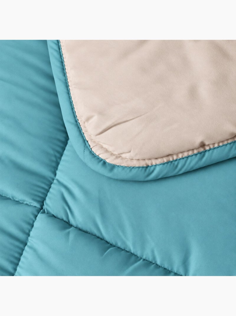 Couette chaude microfibre bicolore 400 gr/m2 Bleu ciel - Kiabi