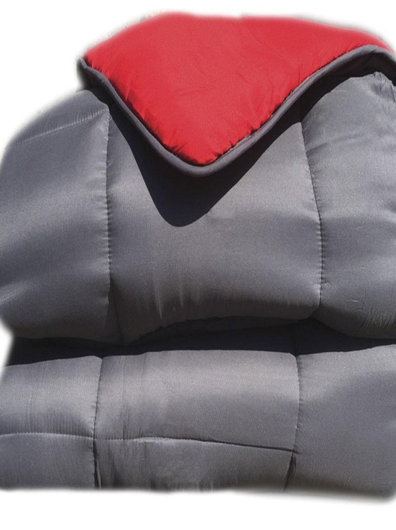 Couette chaude microfibre bicolore 400 gr/m2 gris anthracite - Kiabi