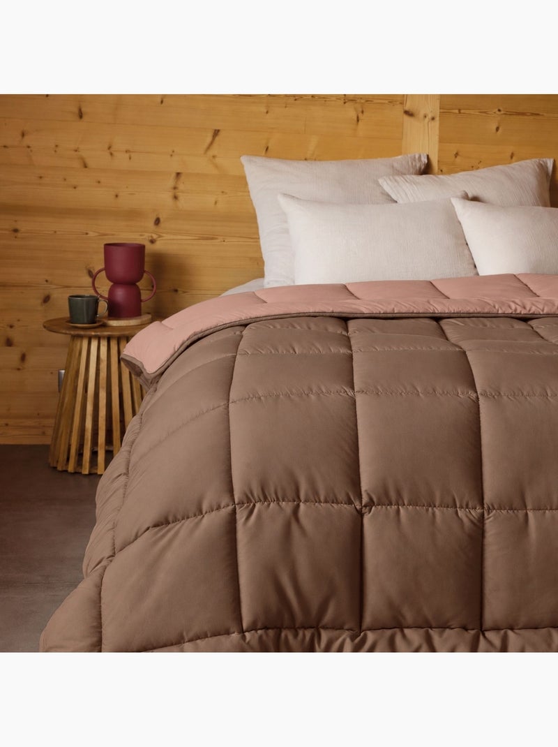 Couette chaude microfibre bicolore 400 gr/m2 Marron chocolat - Kiabi