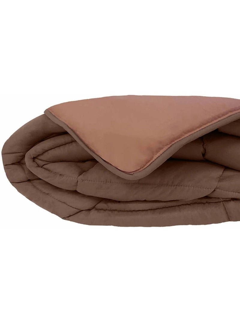 Couette chaude microfibre bicolore 400 gr/m2 Marron chocolat - Kiabi