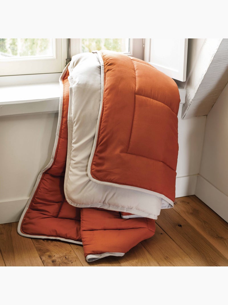 Couette chaude microfibre bicolore 400 gr/m2 Orange - Kiabi