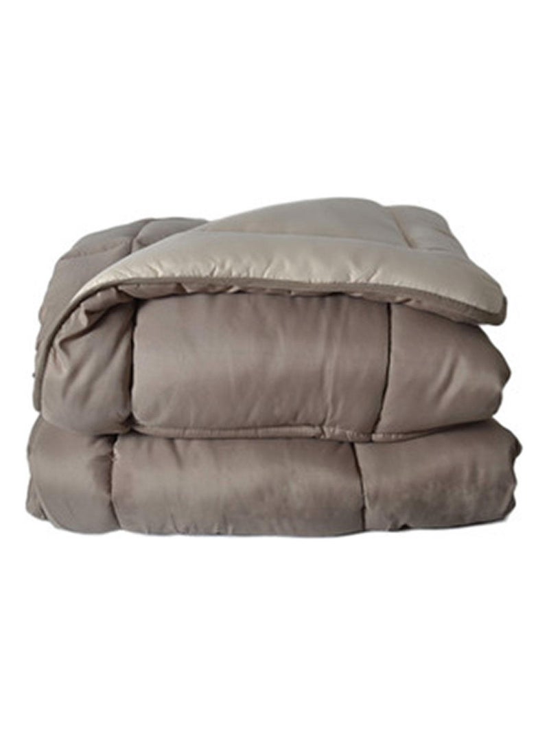 Couette chaude microfibre bicolore 400 gr/m2 Taupe - Kiabi