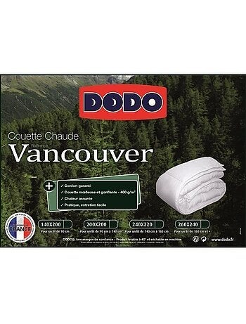 Couette chaude vancouver 400gr/m² - dodo - 140 x 200 cm - blanc