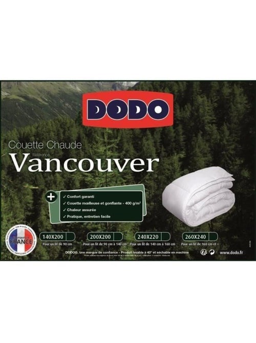 Couette Chaude Vancouver 400gr/m² - DODO - 140 x 200 cm - Blanc - Kiabi