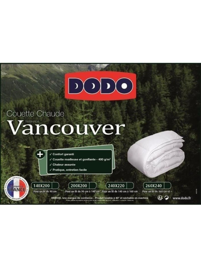 Couette Chaude Vancouver 400gr/m² - DODO - 140 x 200 cm - Blanc Blanc - Kiabi