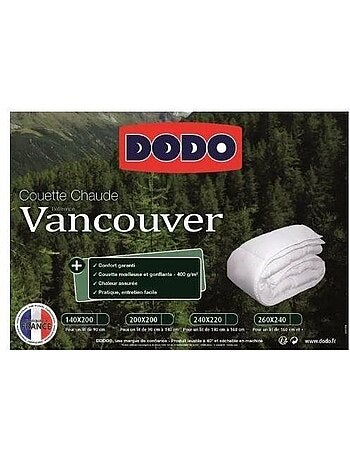 Couette chaude vancouver 400gr/m² - dodo - 240 x 260 cm - blanc