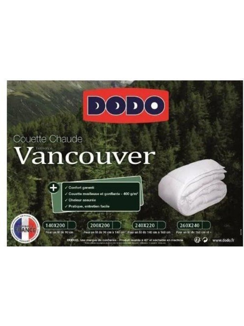 Couette chaude vancouver 400gr/m² - dodo - 240 x 260 cm - blanc Blanc - Kiabi