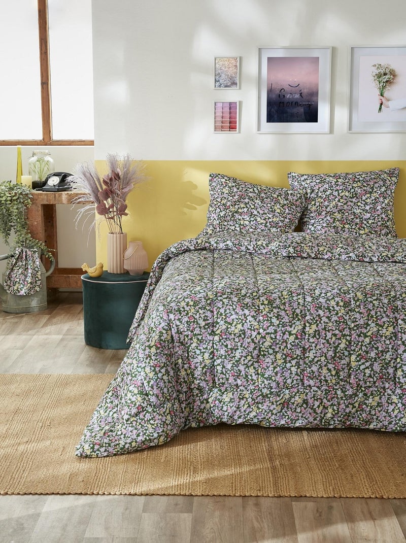 Couette coton imprimee Myosotis fleurie Vert - Kiabi