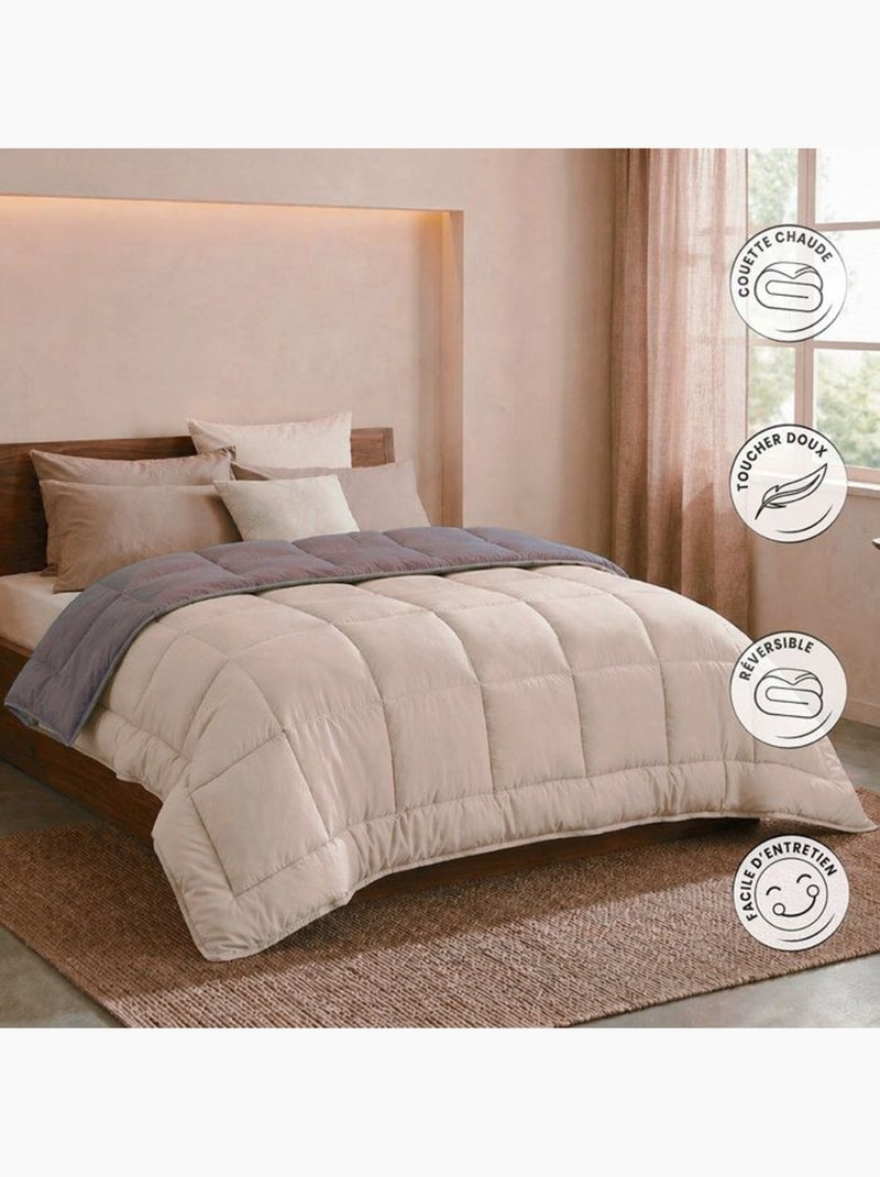 Couette d'été en microfibre bicolore Taupe - Kiabi