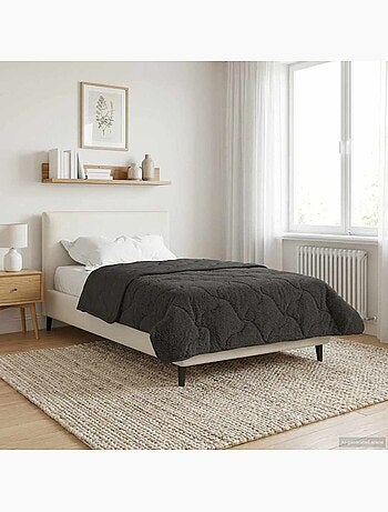 Couette d’été matelassée microfibre effet teddy anthracite - vidaxl
